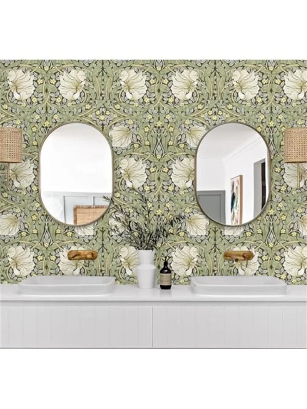 Wallpaper Vintage Wall Paper Sage Green Removable | Textured Renter Friendly